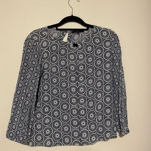 Tibi Blue Printed Silk Blouse size 6